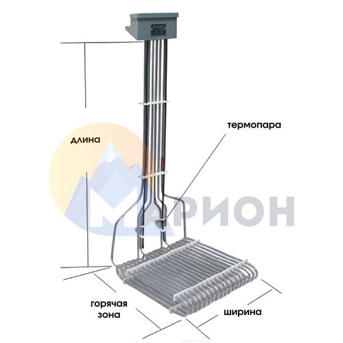 ТЭН фторопластовый, PTFE оболочка, модель 3HXOL, 12000 Вт, 220 В, 460 мм